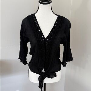 Lovestitch Black Crochet Detail Blouse